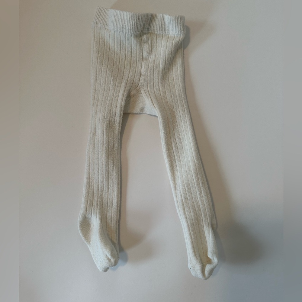Quincey Mae white rib tights 0-6 months